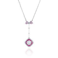 Old Cut Diamond and Ruby Drop Pendant