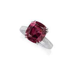 6.79cts Pink Tourmaline Cushion-Cut and Diamond Ring