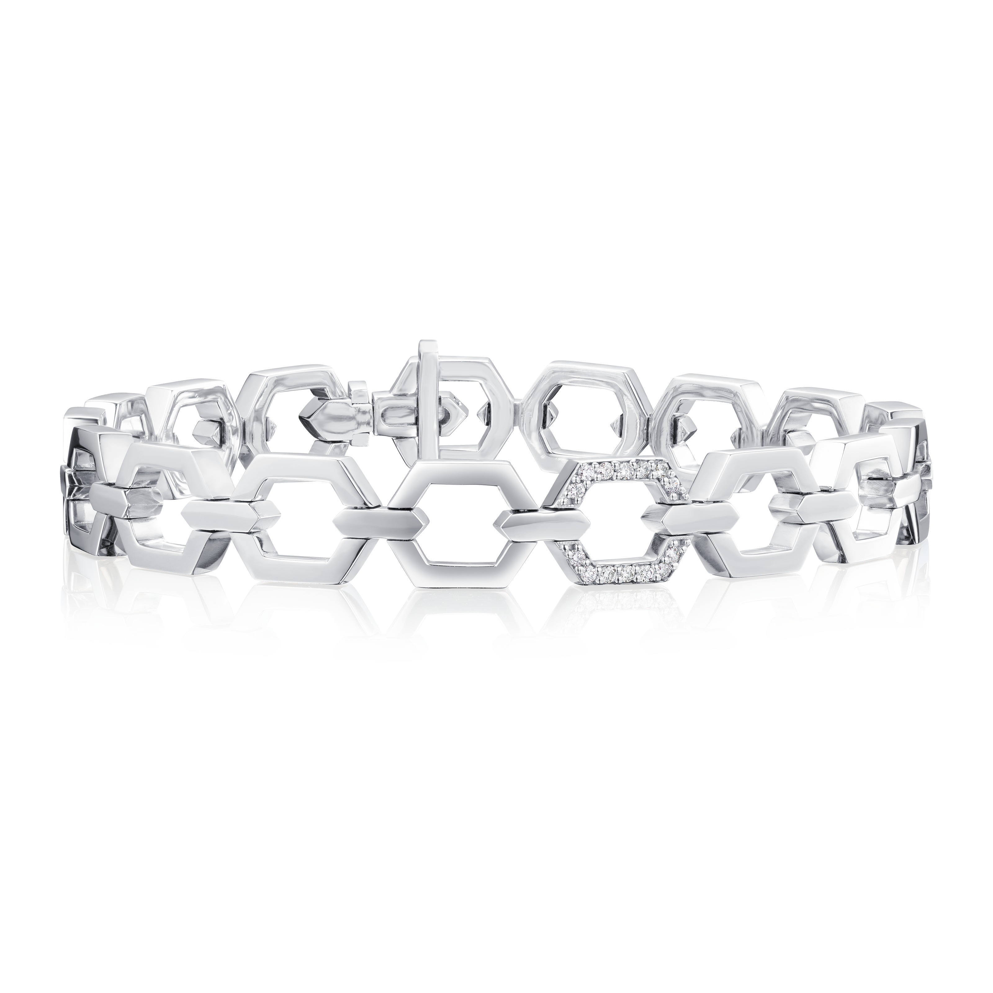Nectar Platinum Bracelet With Diamond Set Link