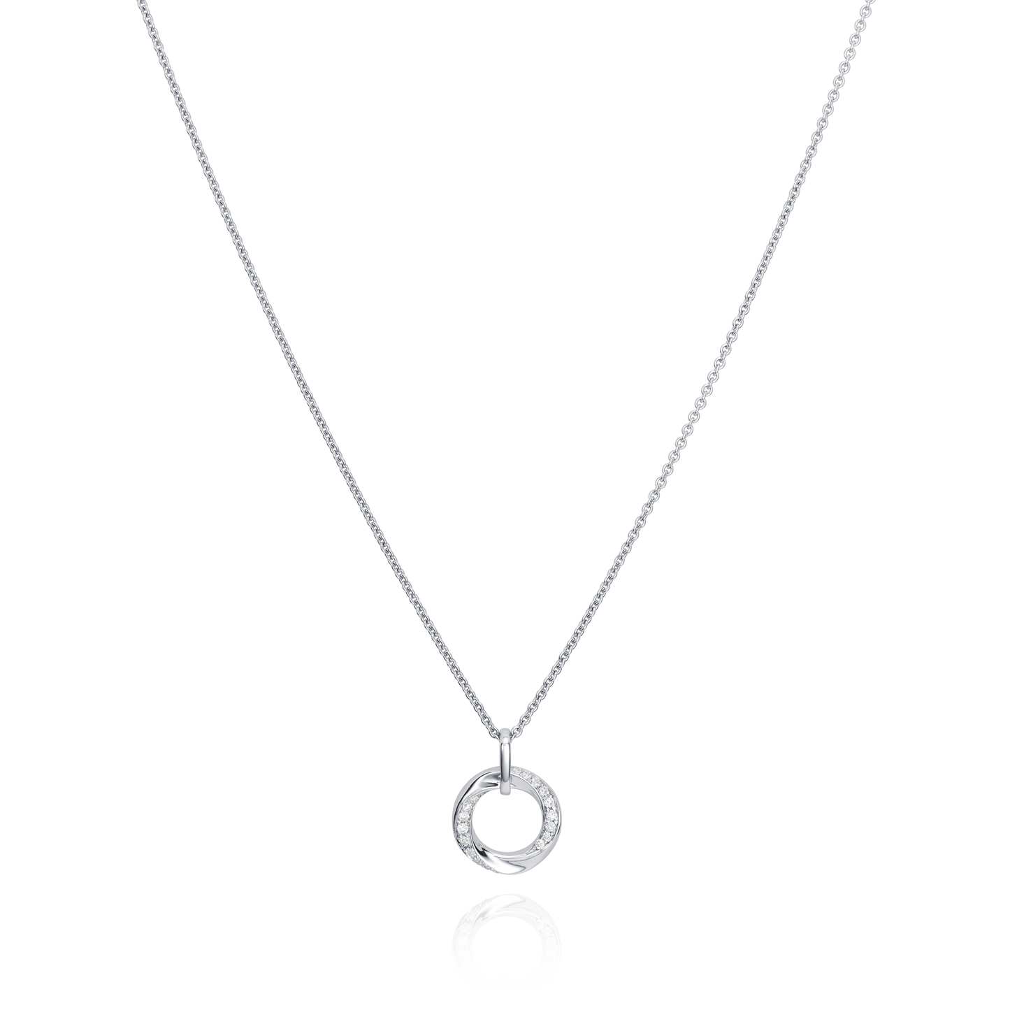 18ct White Gold Circle Pendant Set With Diamonds