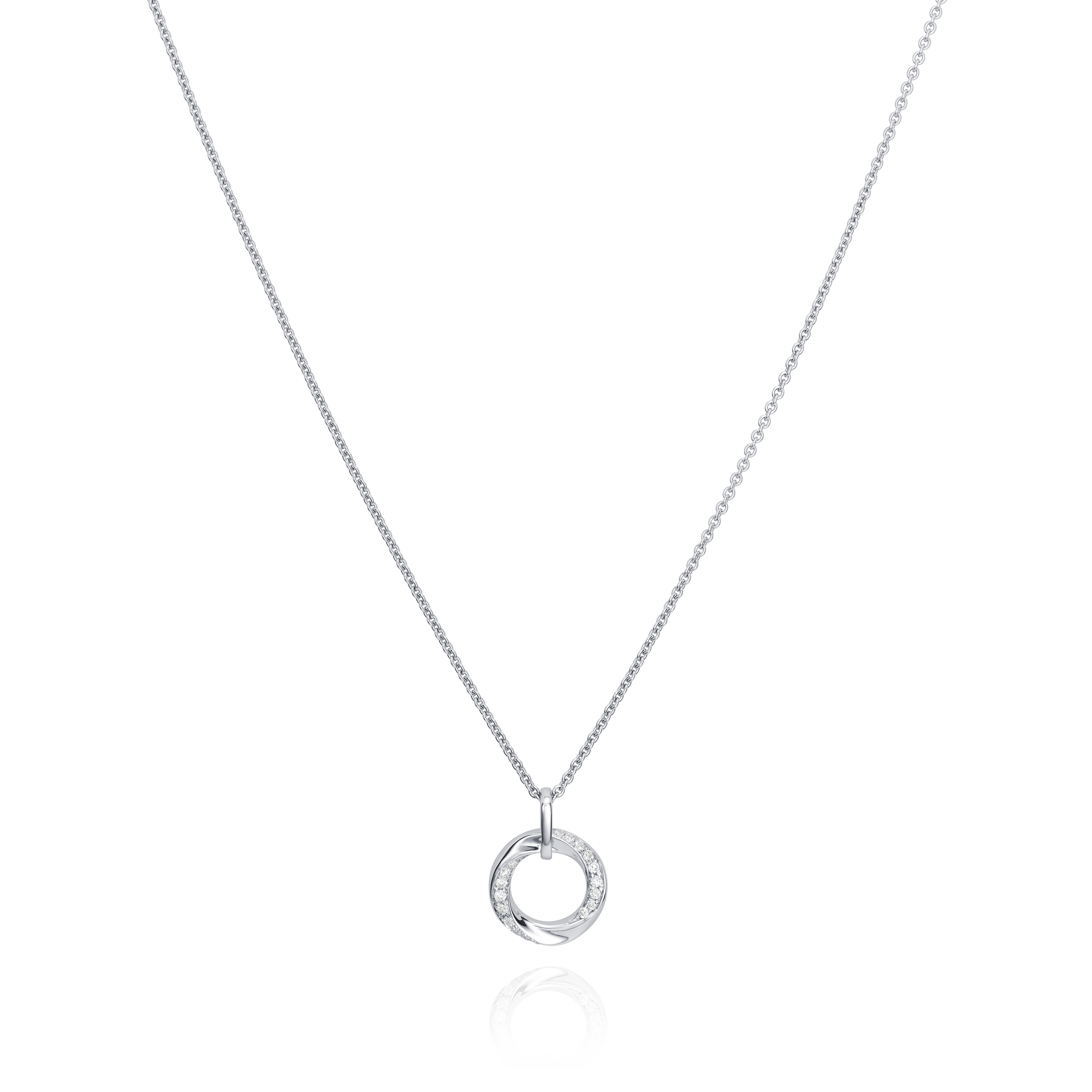 18ct White Gold Circle Pendant Set With Diamonds