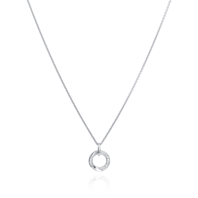 18ct White Gold Circle Pendant Set With Diamonds
