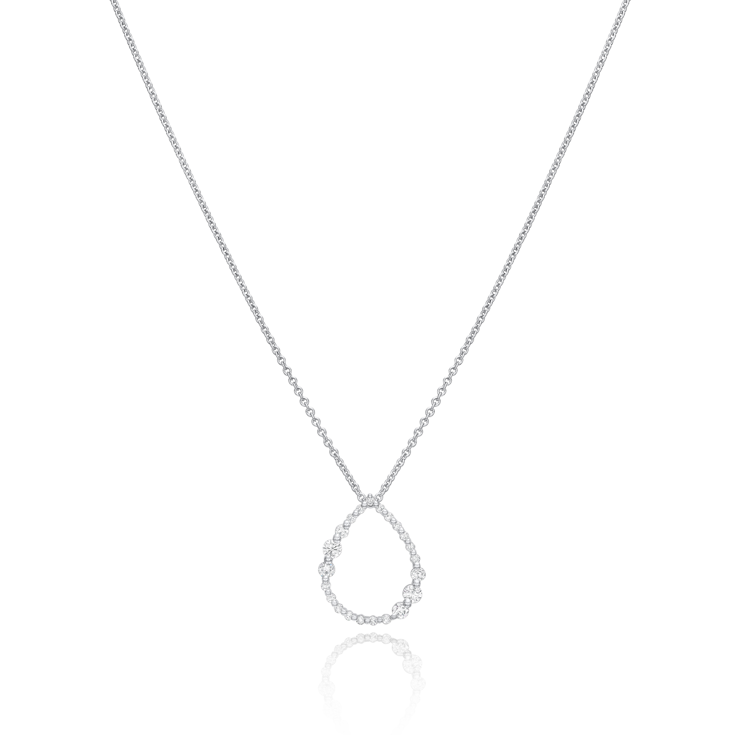 18ct White Gold Diamond-Set Pear Pendant