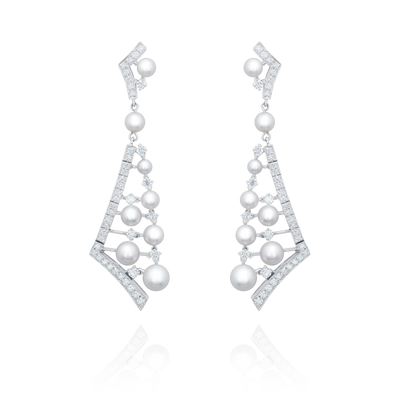 Pearl and Diamond Cascading Earrings