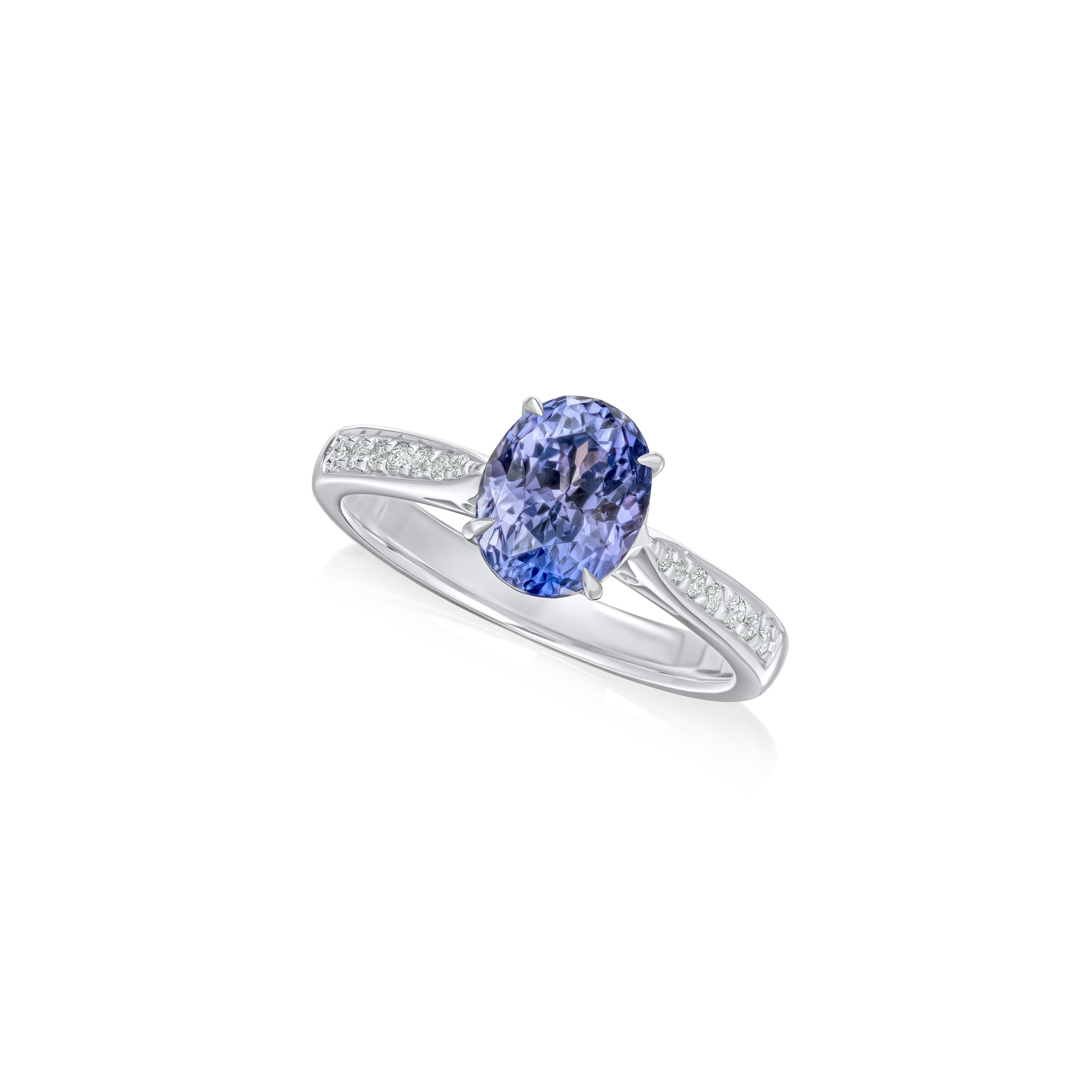 1.87cts Violet Sapphire Ring with Diamond Set Shoulders
