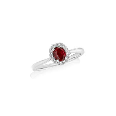 Ruby and Diamond Cluster Ring
