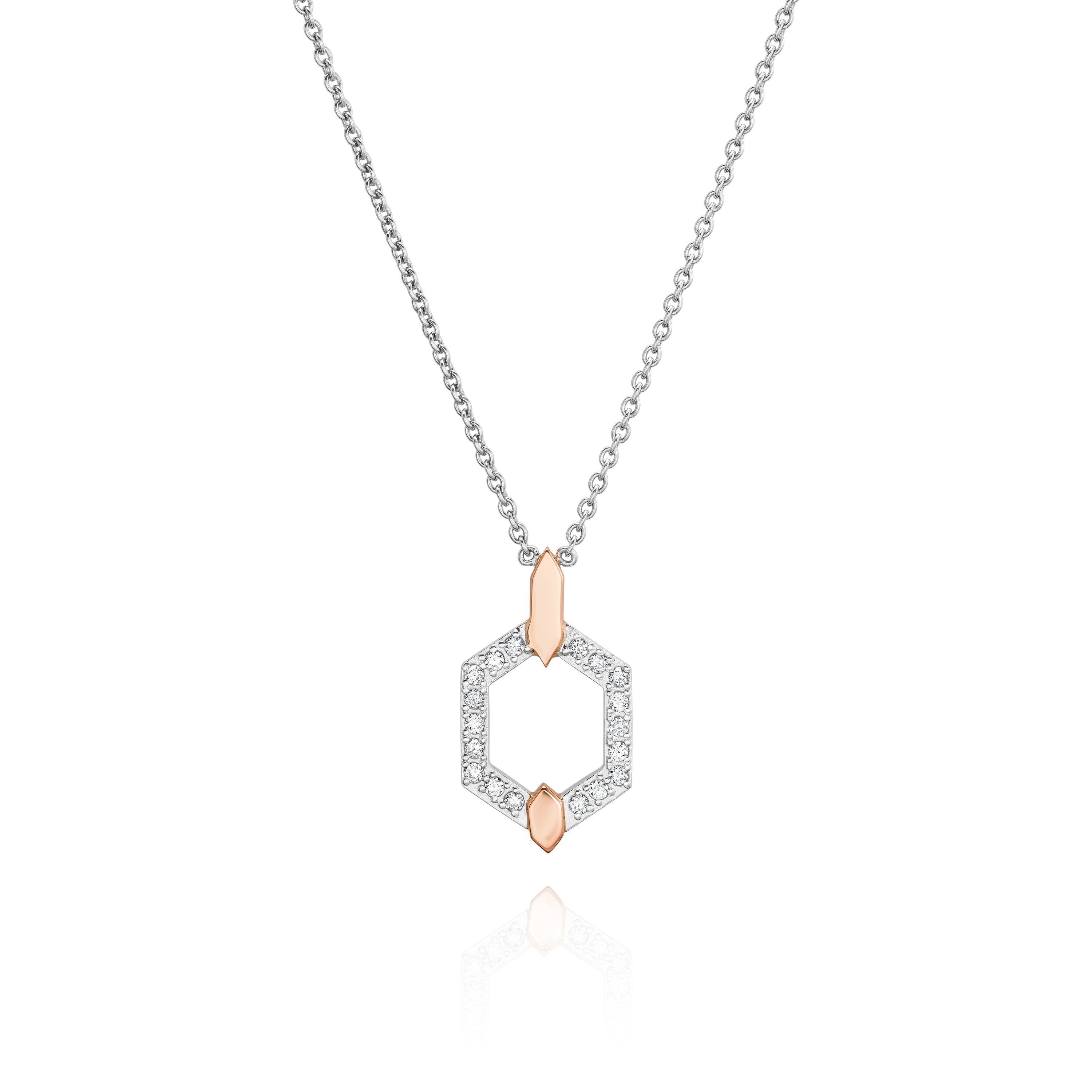 Nectar Collection Diamond Set Platinum Pendant With Rose Gold Accents