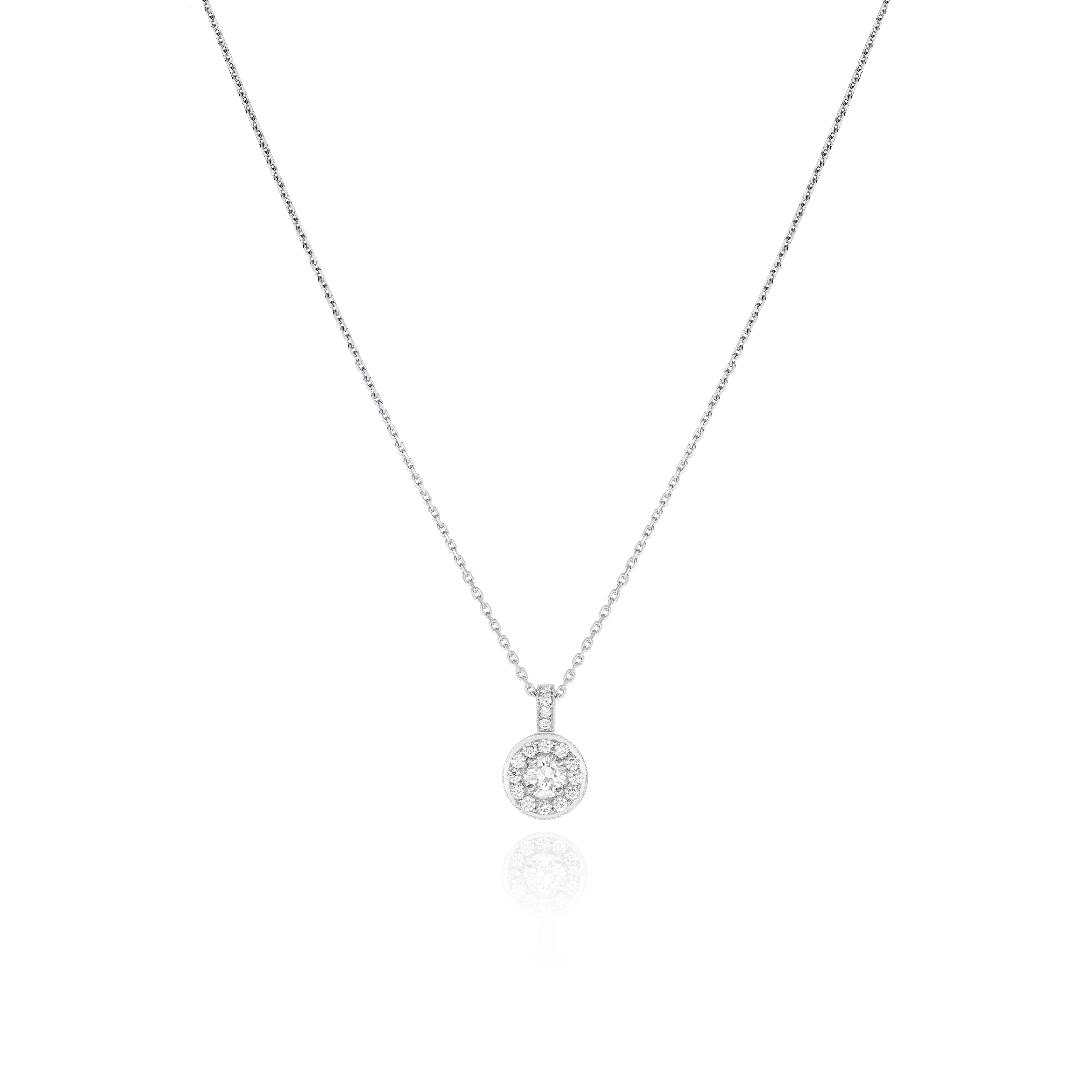 0.53cts Diamond Set Halo Platinum Pendant