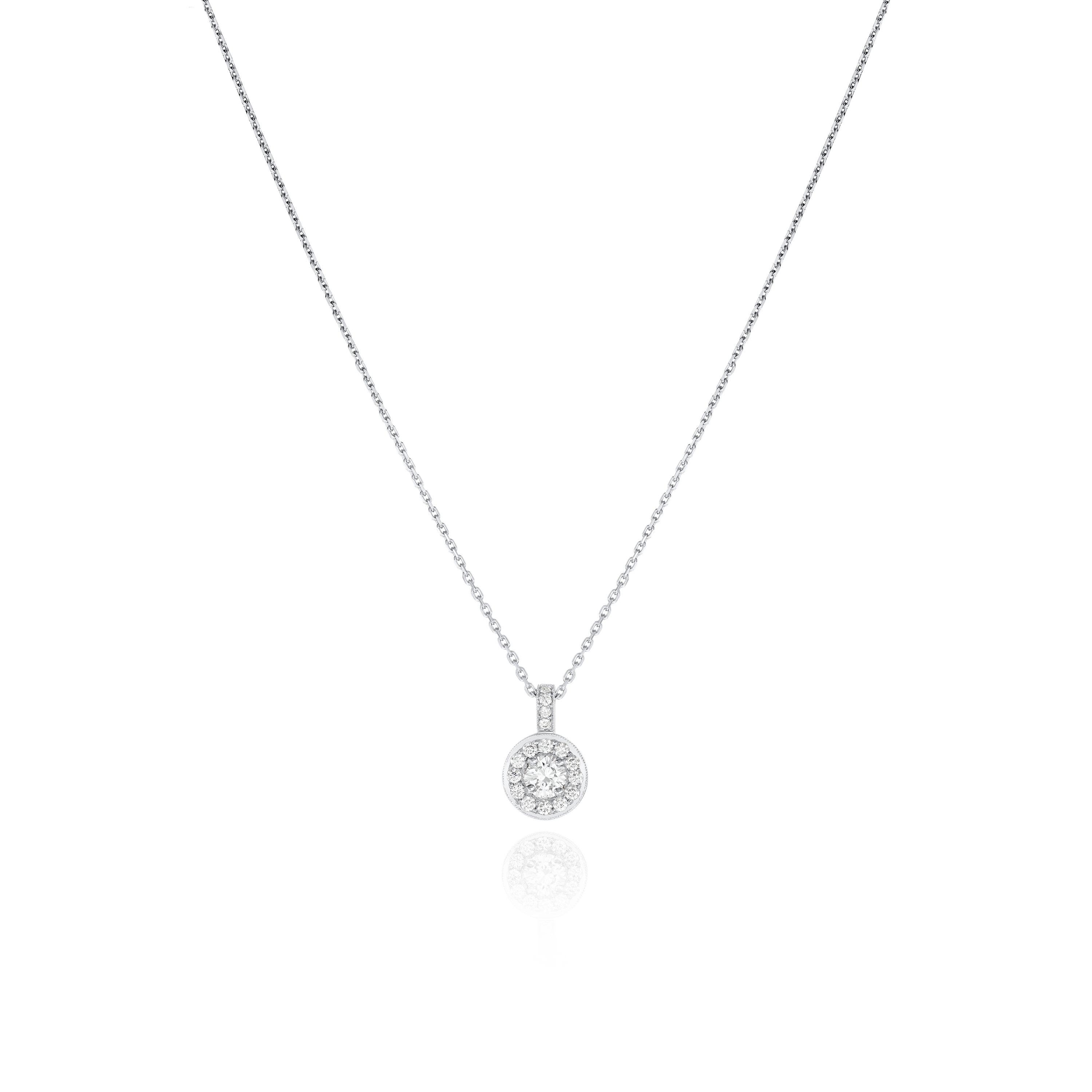 0.53cts Diamond Set Halo Platinum Pendant