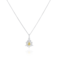 2.22cts White and Yellow Diamond Cluster Pendant