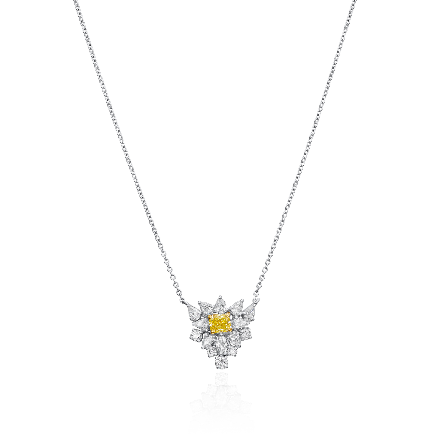 2.30cts White and Yellow Diamond Cluster Pendant