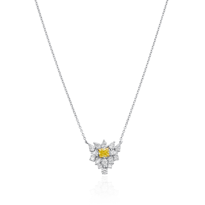 2.30cts White and Yellow Diamond Cluster Pendant