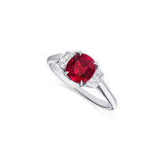 1.31cts Natural Pigeon Blood Ruby and Diamond Ring