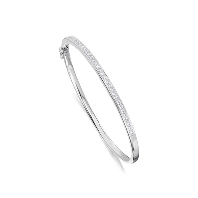 0.75ct Diamond Set Platinum Bangle