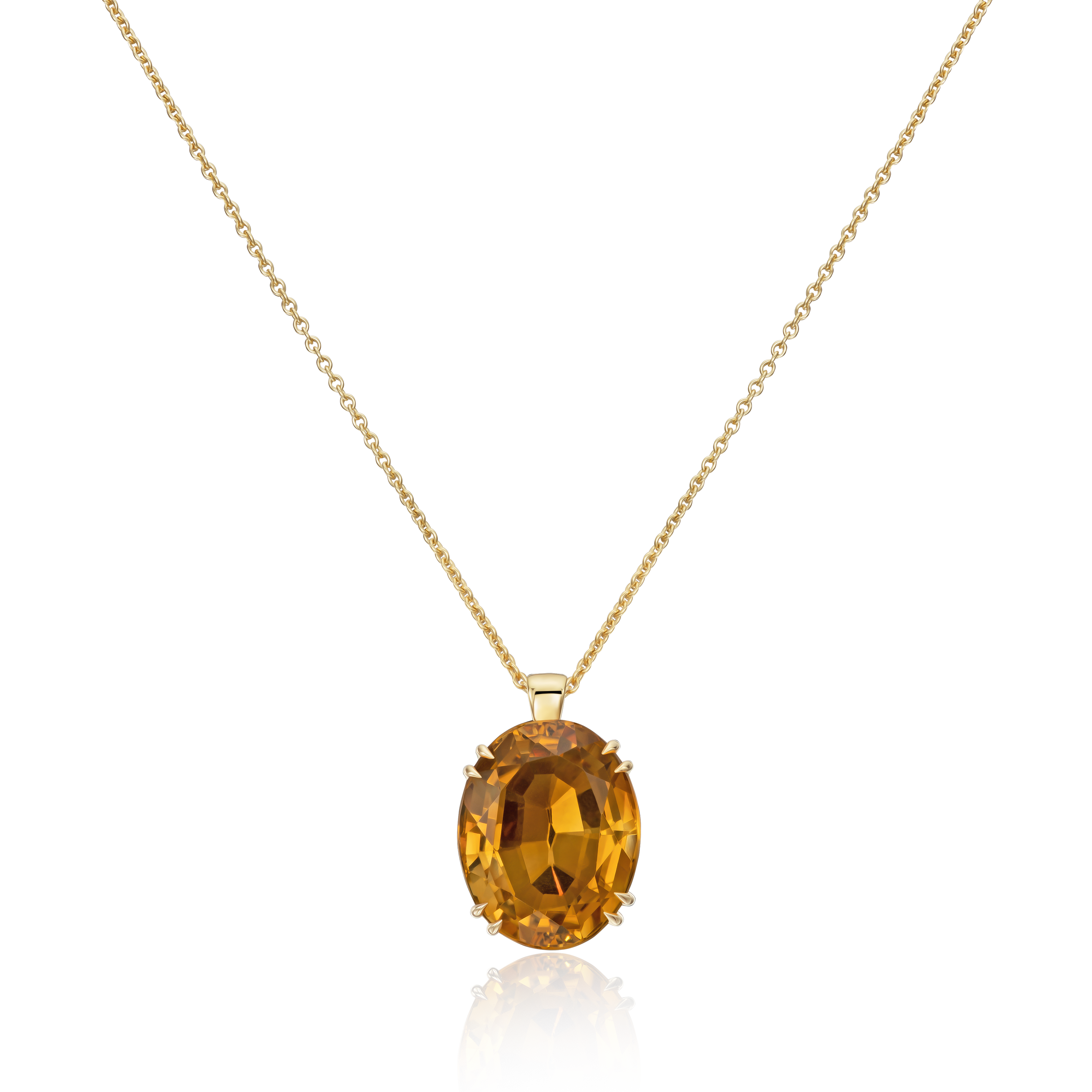 13.91cts Oval Citrine 18ct Yellow Gold Pendant