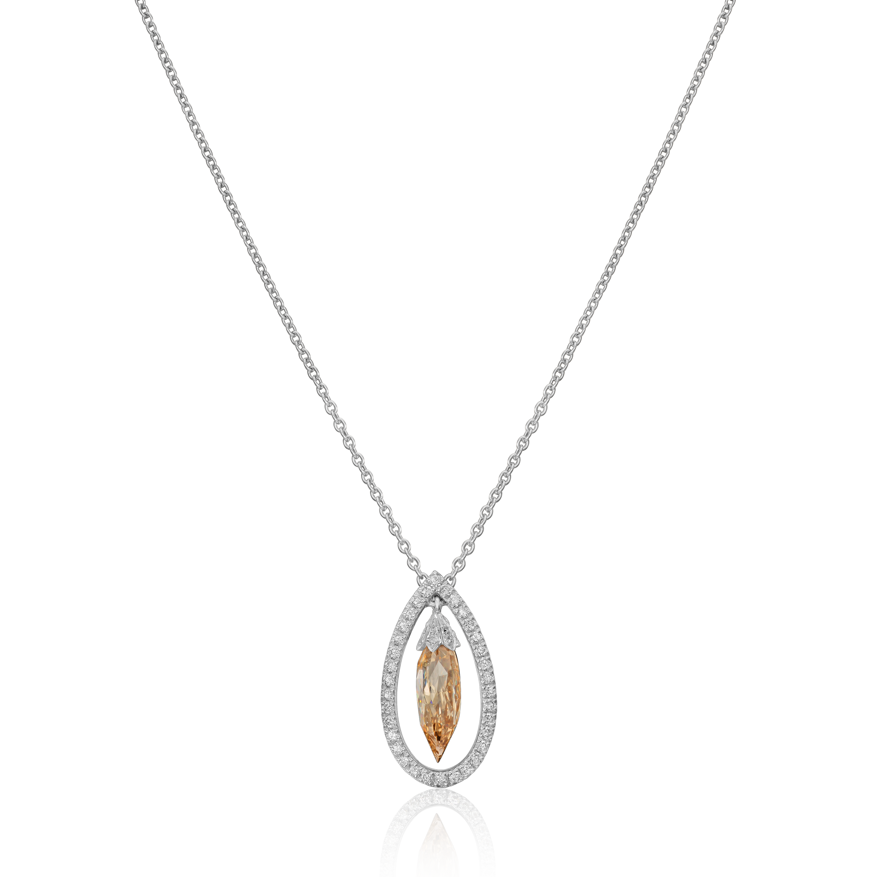 1.87cts Champagne Diamond Briolette Pendant