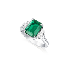 Octagonal Emerald and Diamond Ring
