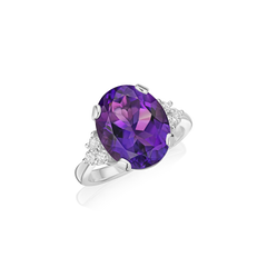 5.78cts Oval Amethyst and Diamond Trefoil Ring