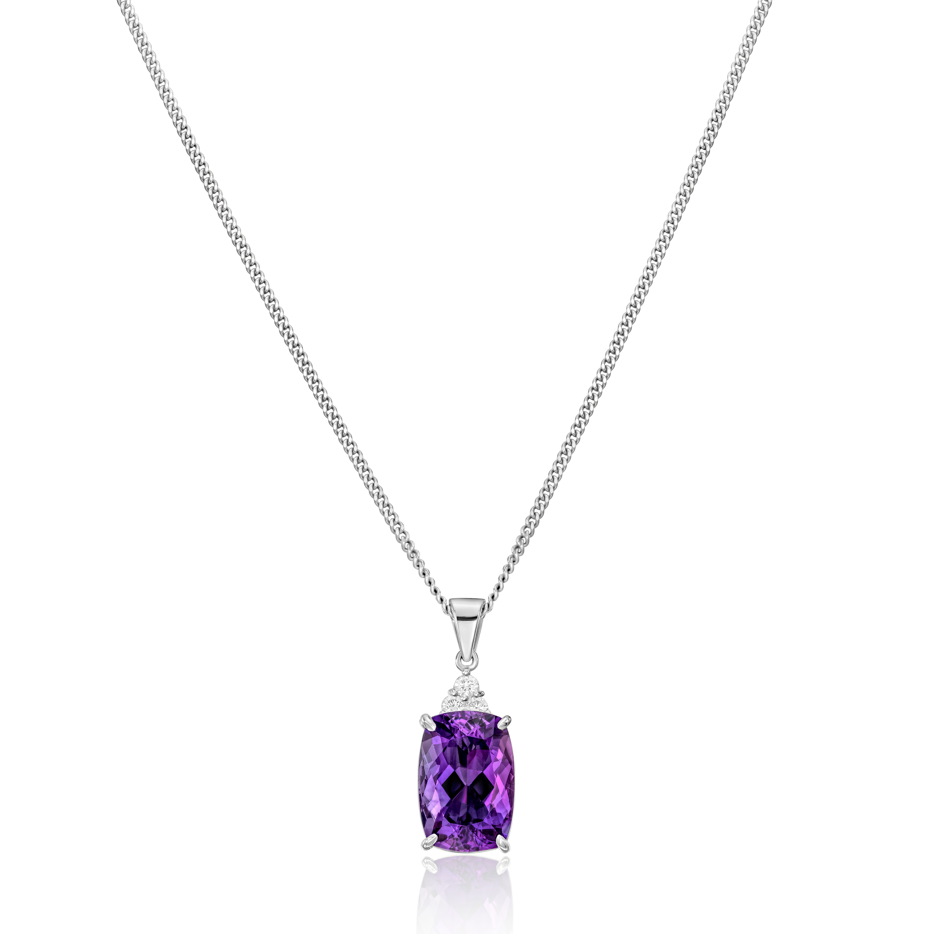 5.90cts Cushion Amethyst and Diamond Pendant