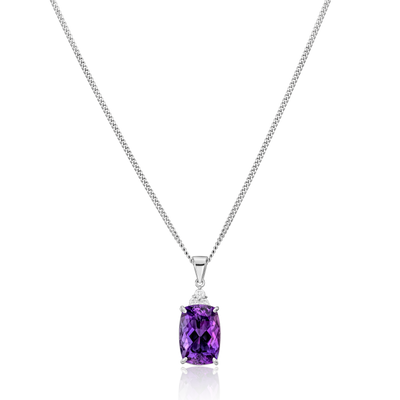 5.90cts Cushion Amethyst and Diamond Pendant