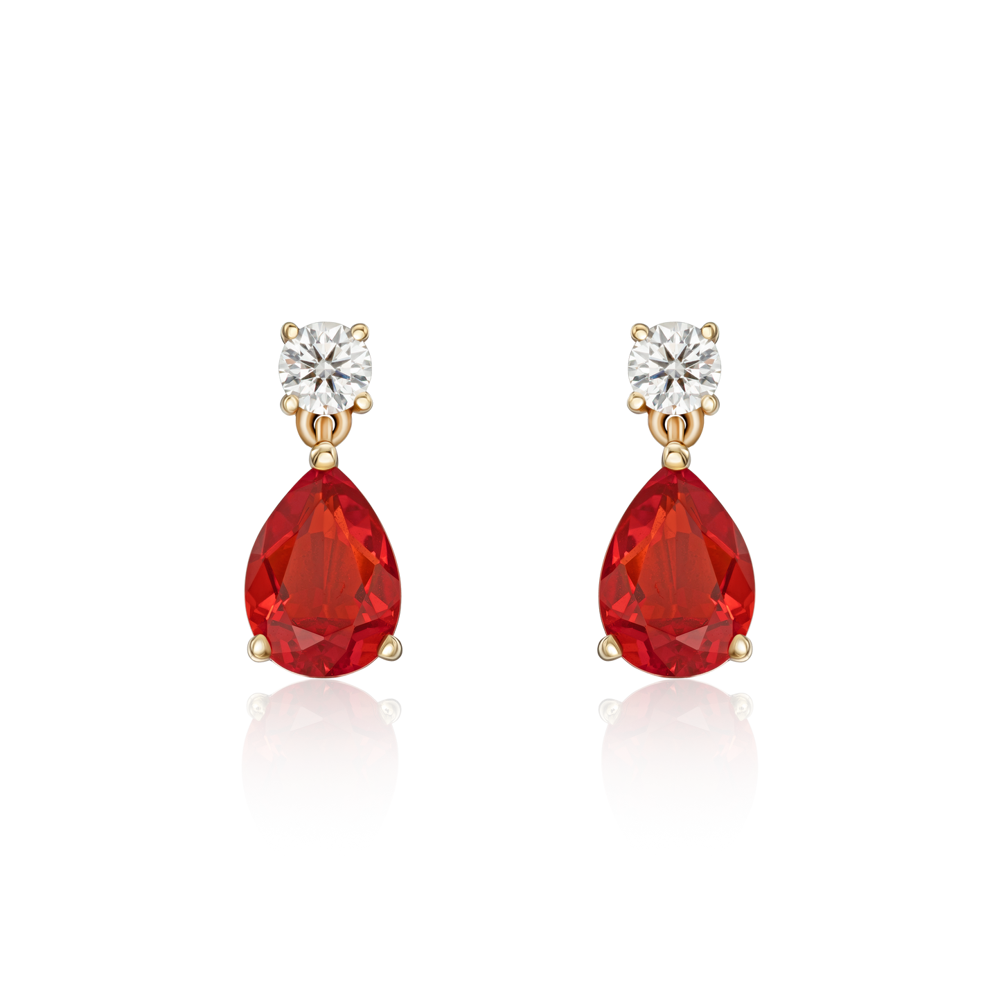 0.99cts Fire Opal and Diamond Drop Earrings