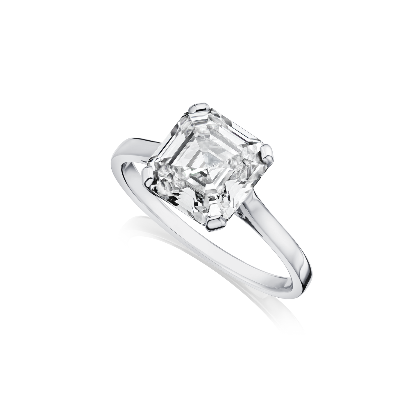 Platinum Asscher-Cut Diamond Ring