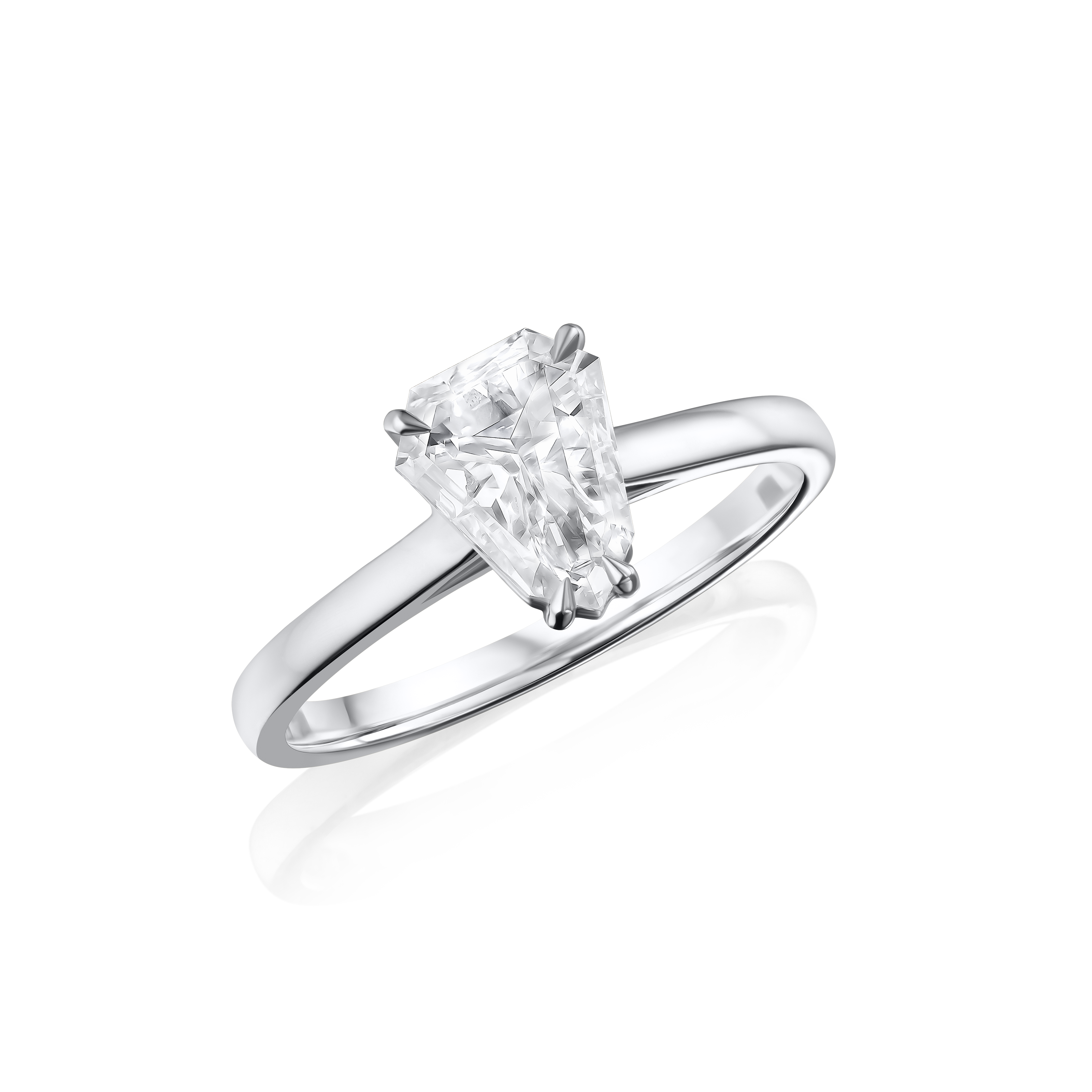 0.84cts Shield Cut Diamond Platinum Engagement Ring