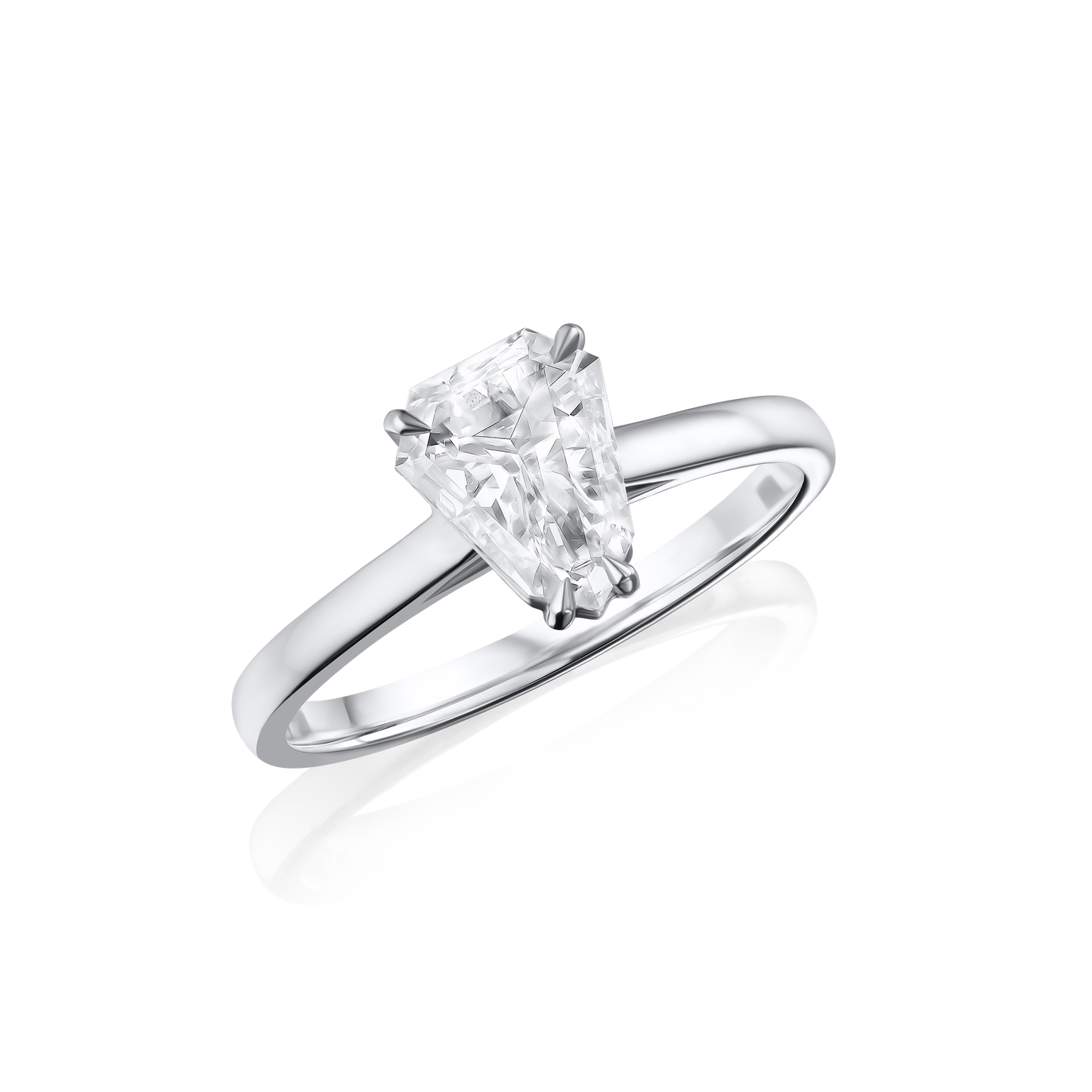 0.84cts Shield Cut Diamond Platinum Engagement Ring