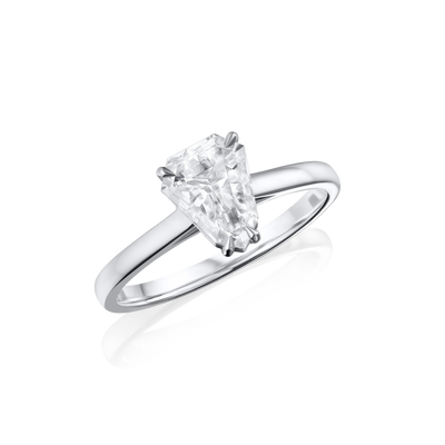 0.84cts Shield Cut Diamond Platinum Engagement Ring