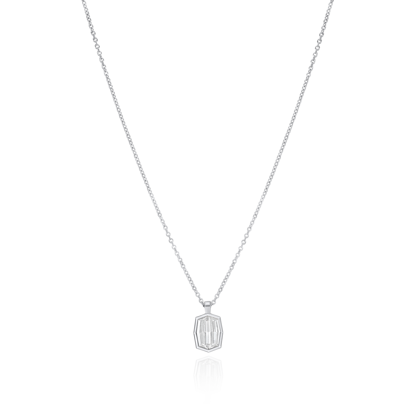 Platinum Two Shield Cut Diamond Rubover Pendant