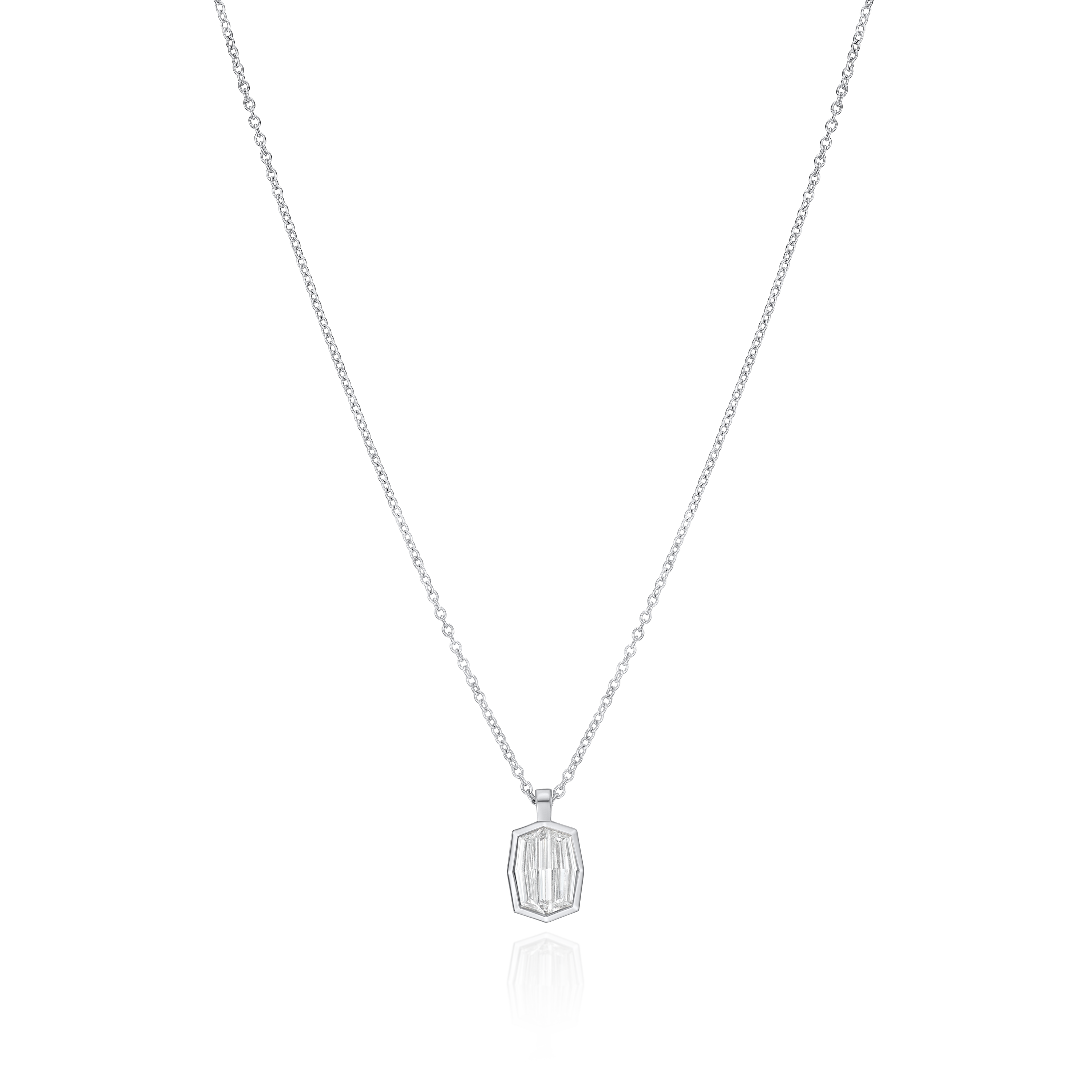 Platinum Two Shield Cut Diamond Rubover Pendant