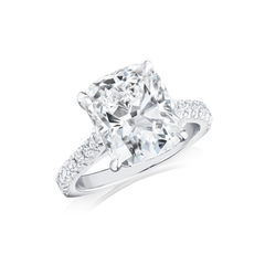 5.02ct Cushion Cut Diamond Ring With Diamond Set Shoulders