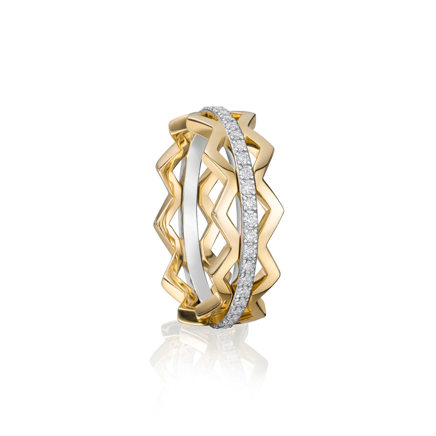 Nectar Collection 18ct Yellow Gold Diamond Set Stacking Ring