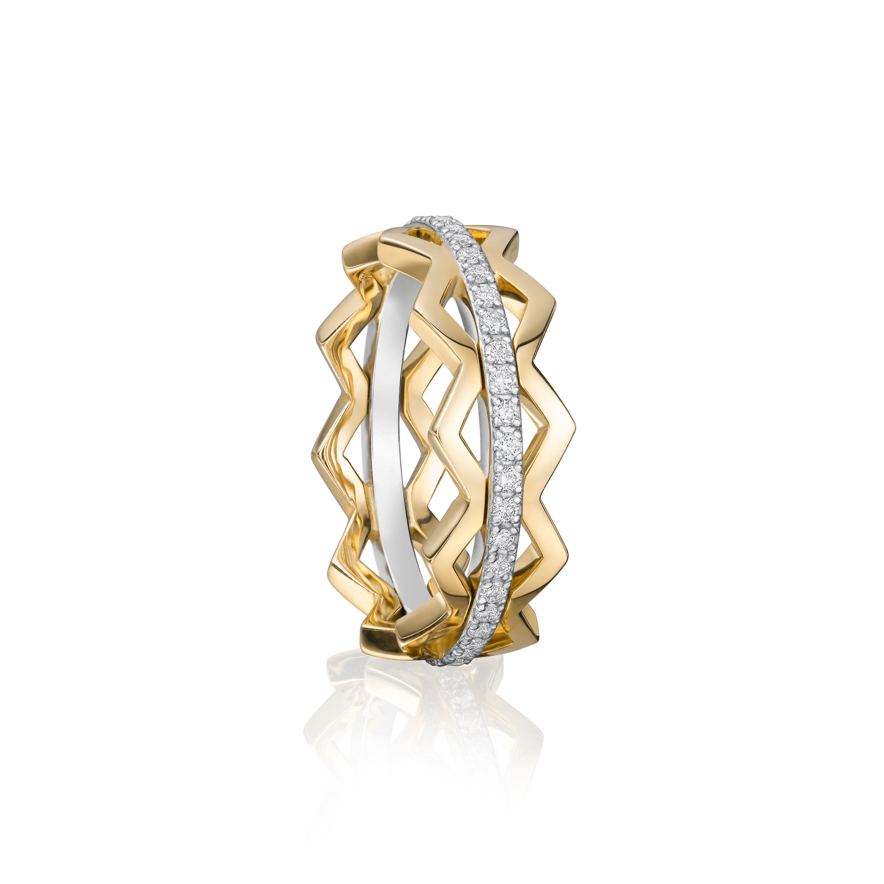 Nectar Collection 18ct Yellow Gold Diamond Set Stacking Ring
