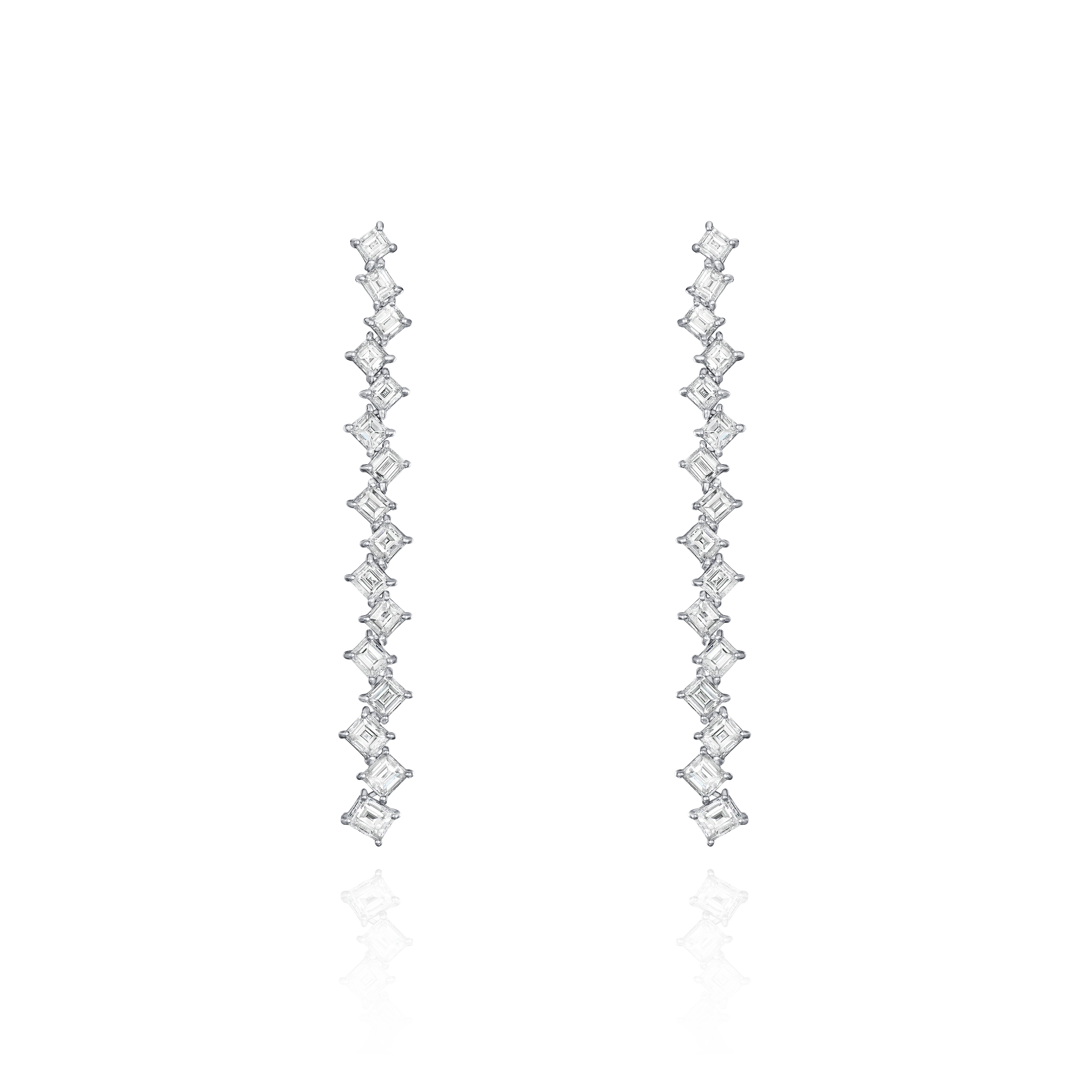 7.47cts Carré-Cut Diamond Drop Earrings