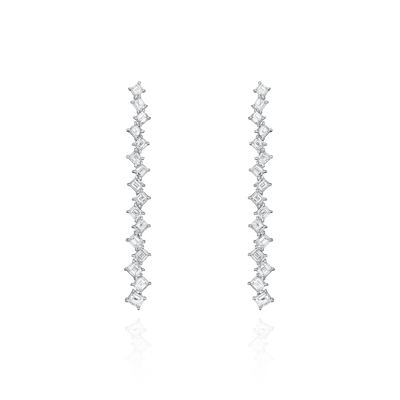 7.47cts Carré-Cut Diamond Drop Earrings