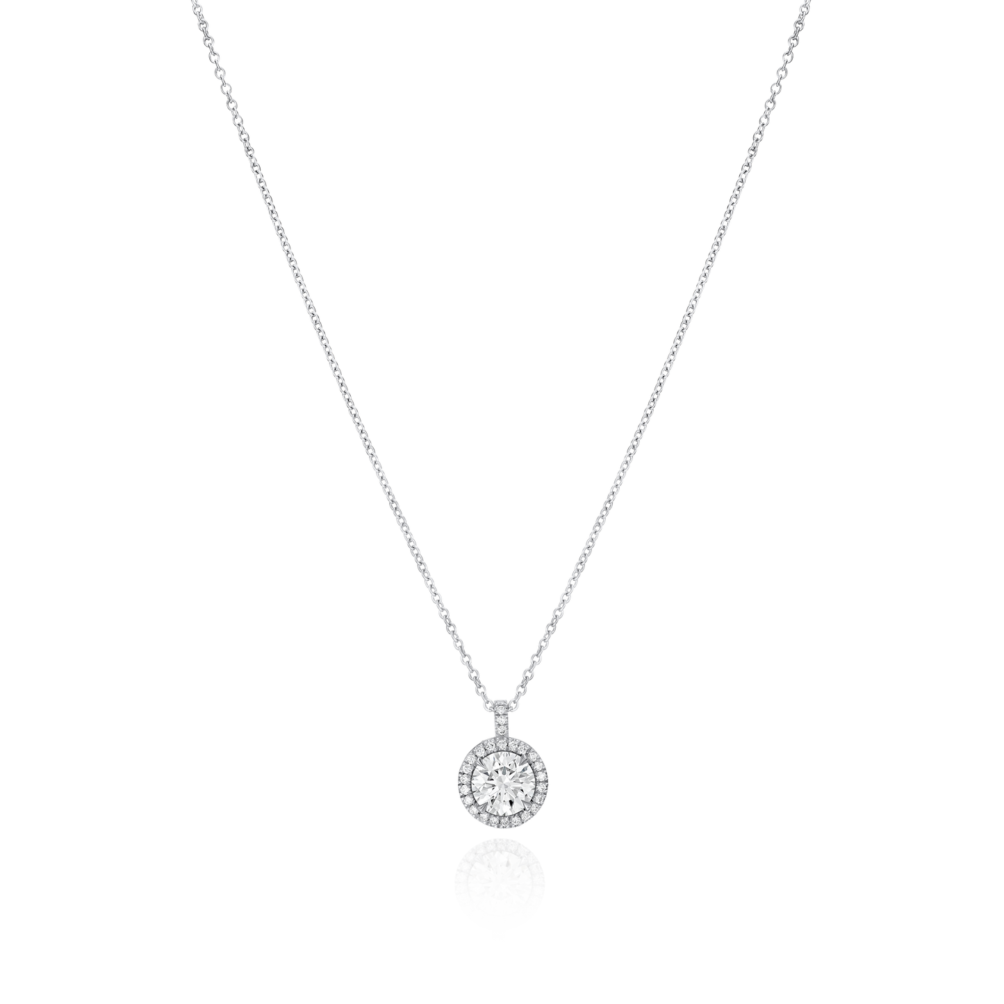 Platinum Round Brilliant Cut Diamond Cluster Pendant