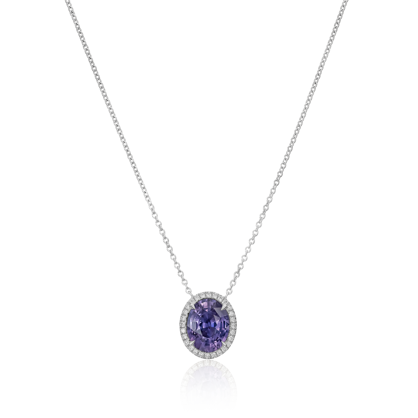 4.40cts Purple Sapphire and Diamond Cluster Pendant