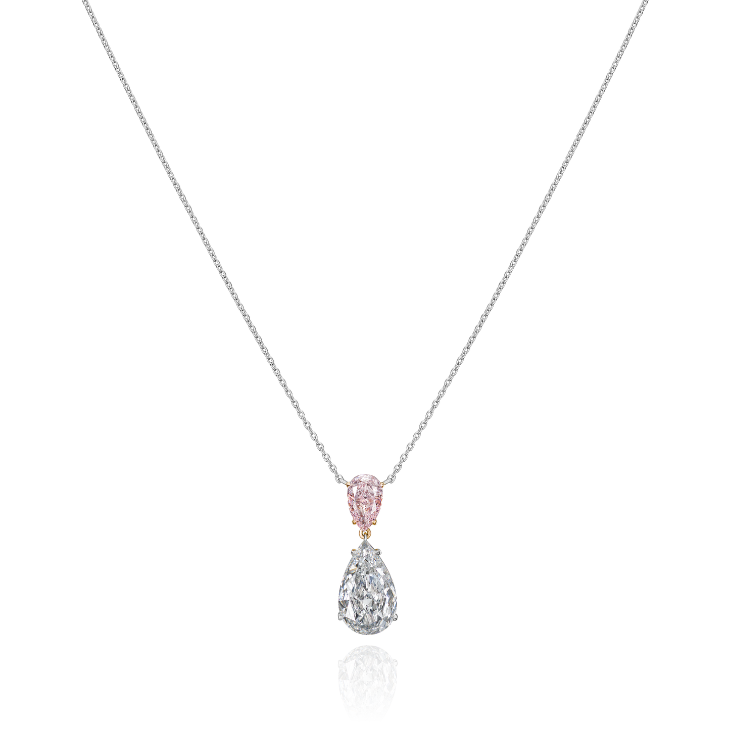 Natural Pink Diamond Pear Shape Drop Pendant