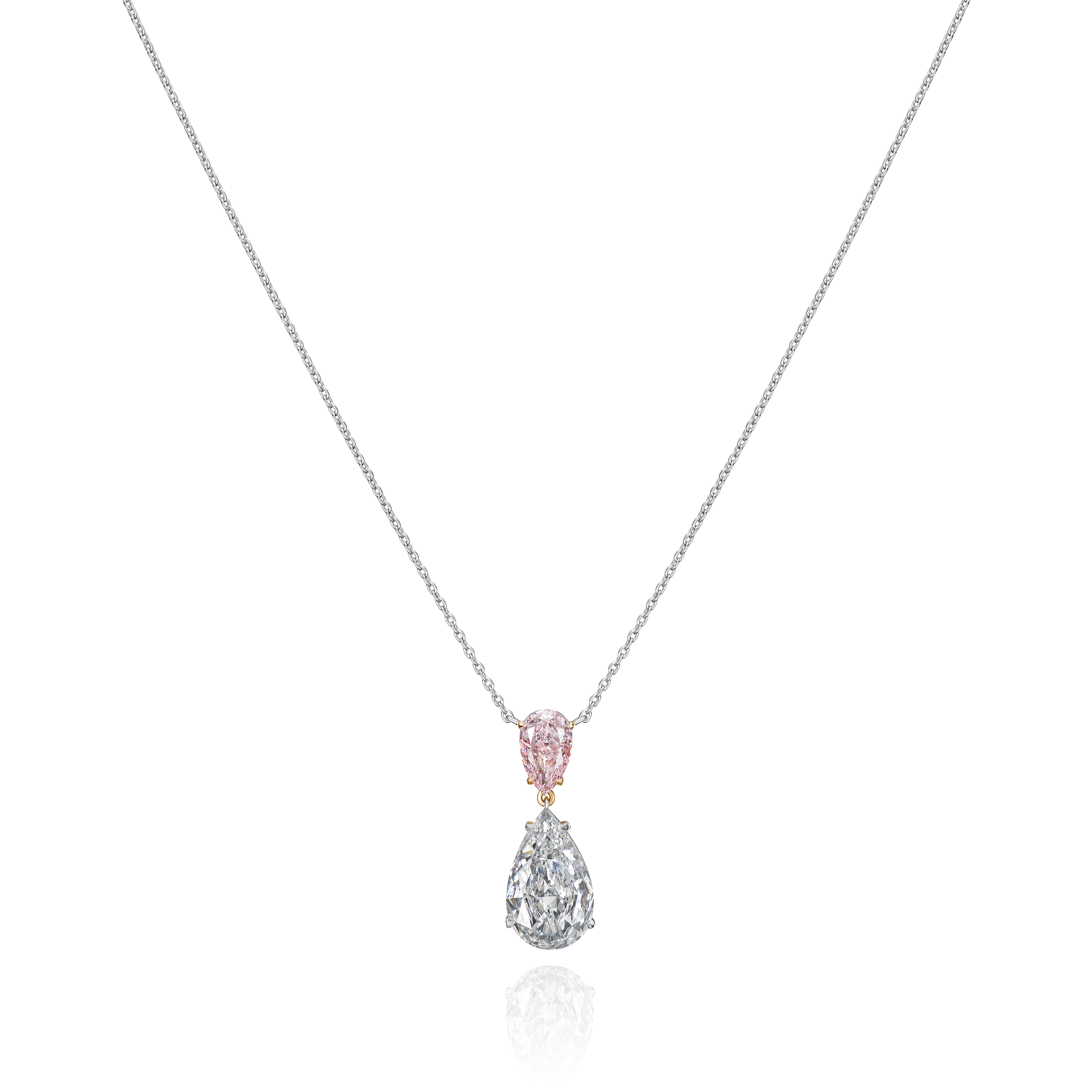 Natural Pink Diamond Pear Shape Drop Pendant