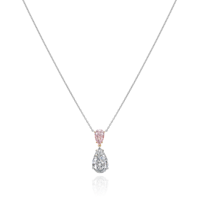 Natural Pink Diamond Pear Shape Drop Pendant