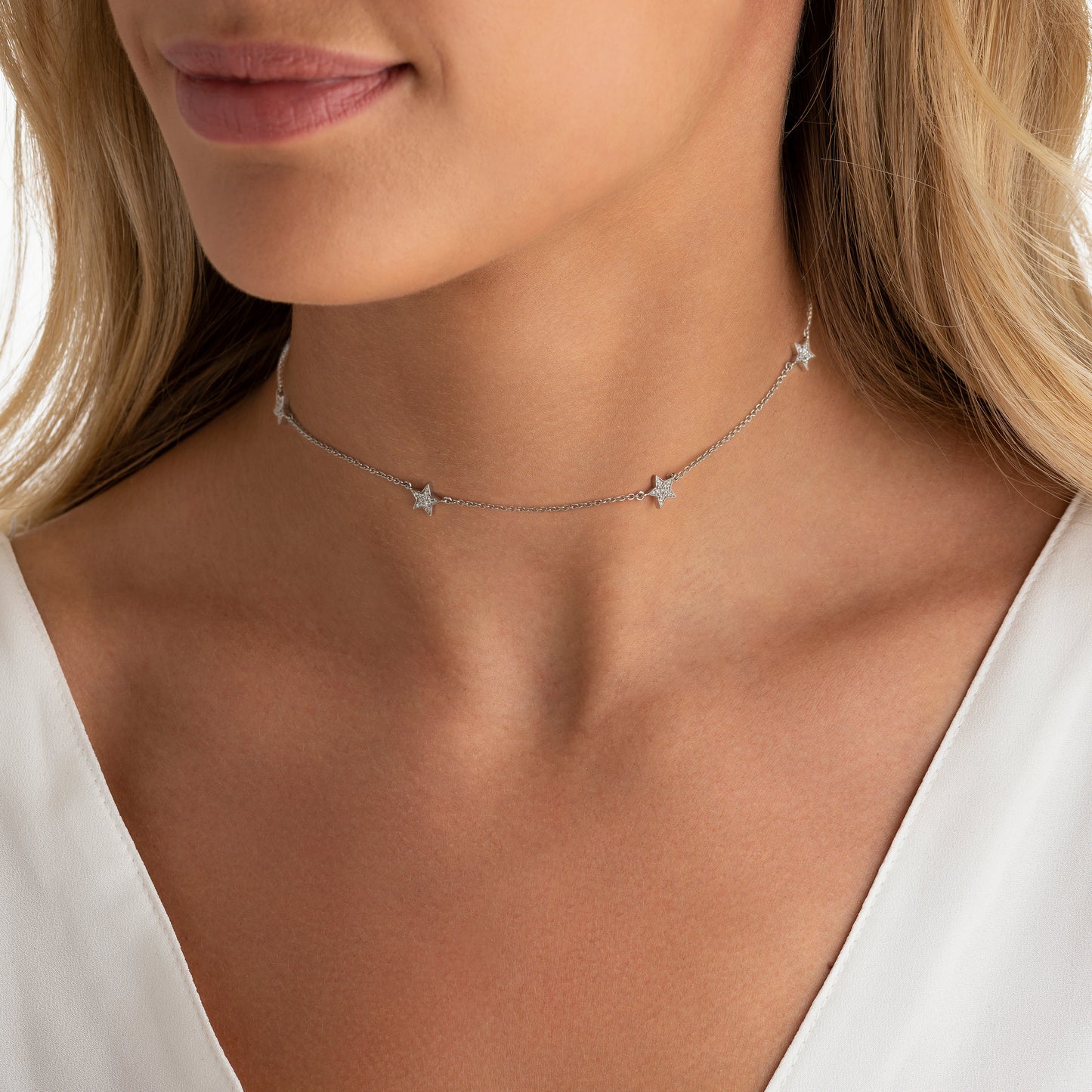 Diamond Set Star Choker Necklace
