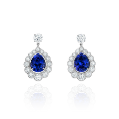 18ct White Gold Tanzanite and Diamond Drop Earrings