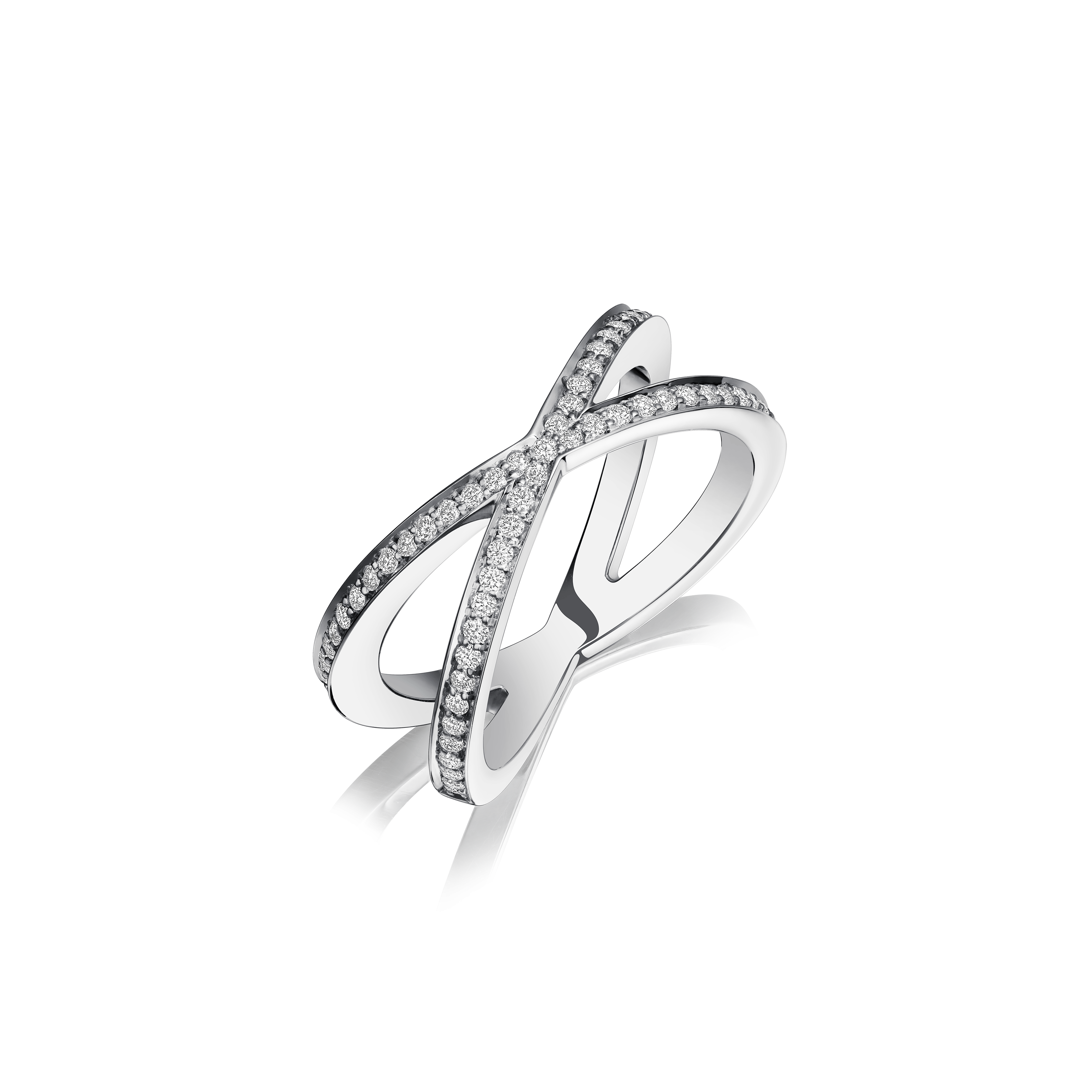 Skyline Collection Diamond Set Crossover Platinum Ring