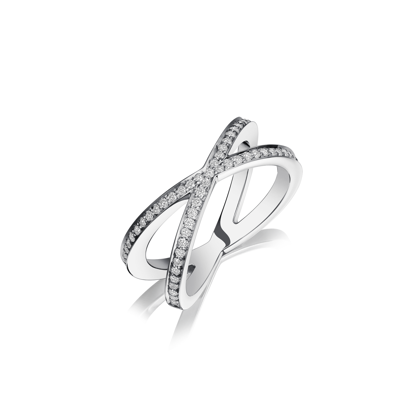 Skyline Collection Diamond Set Crossover Platinum Ring