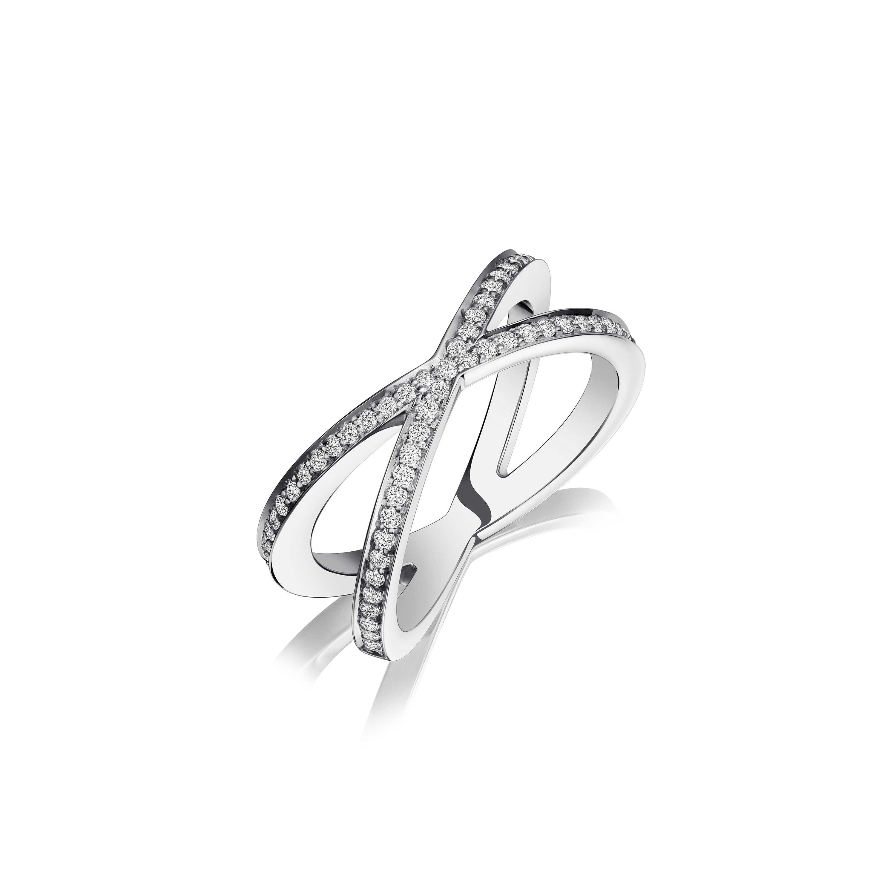 Skyline Collection Diamond Set Crossover Platinum Ring