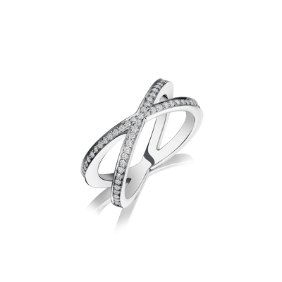 Skyline Collection Diamond Set Crossover Platinum Ring