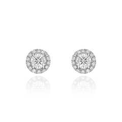 1.28cts Round Brilliant-Cut Diamond Cluster Earrings