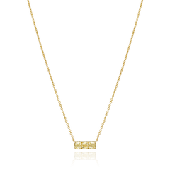 Three Stone Yellow Diamond 18ct Yellow Gold Bar Pendant