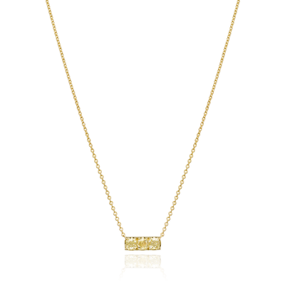 Three Stone Yellow Diamond Gold Bar Pendant
